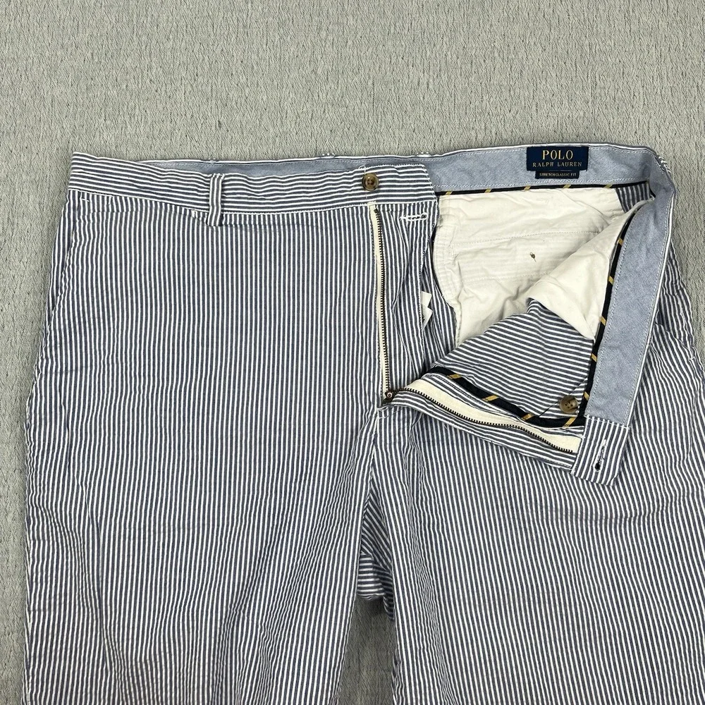 Polo Ralph Lauren Shorts Men's 40x9‎ Blue Stretch Straight Seersucker Pony